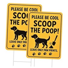 2-Pack No Dog Poop Signs, Pick Up After Your Dog, Clean Up, Scoop 13" x 9.5"