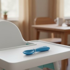 Mini Mealtime Utensils for Toddlers - Dishwasher Safe Fork Spoon Set in Blue