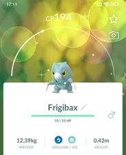 Pokémon - Shiny Frigibax - P T C - 80k stardust - Please see description