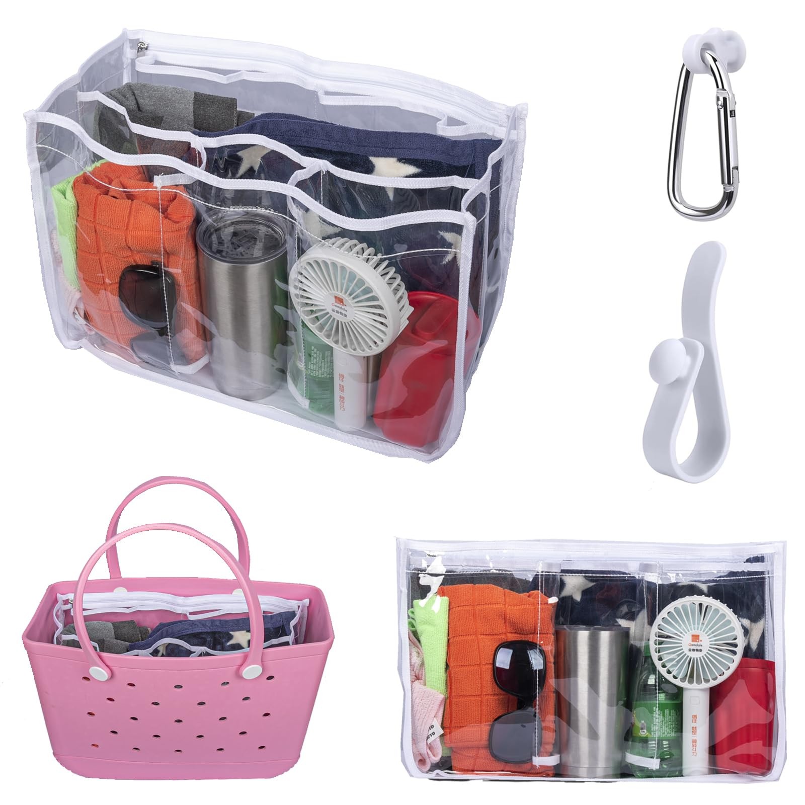 Clear Beach Bag Organizer Compatible with Bogg Bag X Large Size, TPU Insert D...