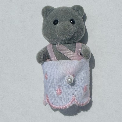 VTG 1985 Epoch TOMY Sylvanian Families baby girl gray bear Poppy Evergreen 2840