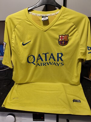 Barcelona Auswärtstrikot 2015-2016 L Fußball Messi #10 Large Trikot Oberteil gelb