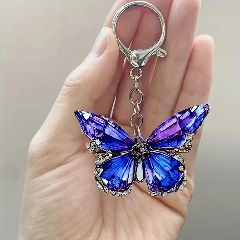 Llavero Mariposa Púrpura Boho Animal Acrílico Llavero Anillo Cartera Bolso Tendencia Nuevo Foto 2 de 4