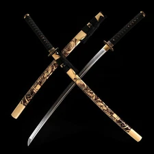 Handmade T10 Clay tempered steel Katana Japanese Samurai Sword Battle Ready USA