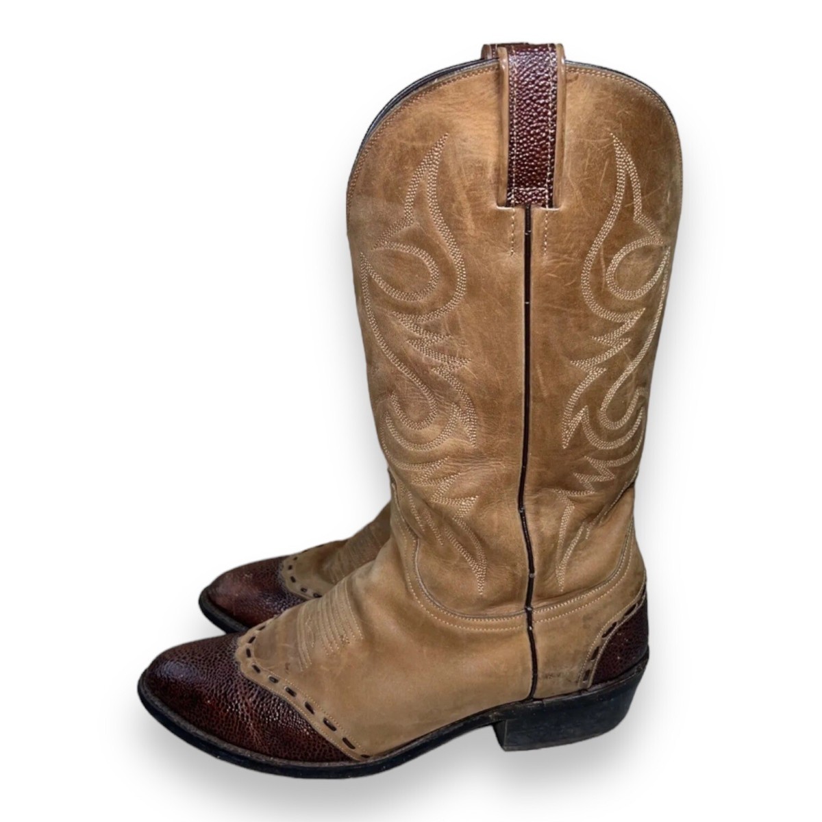 Ben Miller Mens Size 8 D Brown Leather Cowboy Western Boots V3 VTG WOMENS BEN MILLER COWBOY LIZARD SKIN BROWN BOOTS SIZE  main image 2