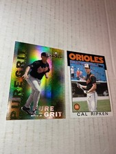 CAL RIPKEN JR 1986 Topps #340 & 2000 UD MVP Pure Grit #G8 Orioles Baseball (f)