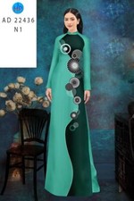 Ao Dai Vietnamese Silk Print 3D , Designer Flowers Long Dress With Pants