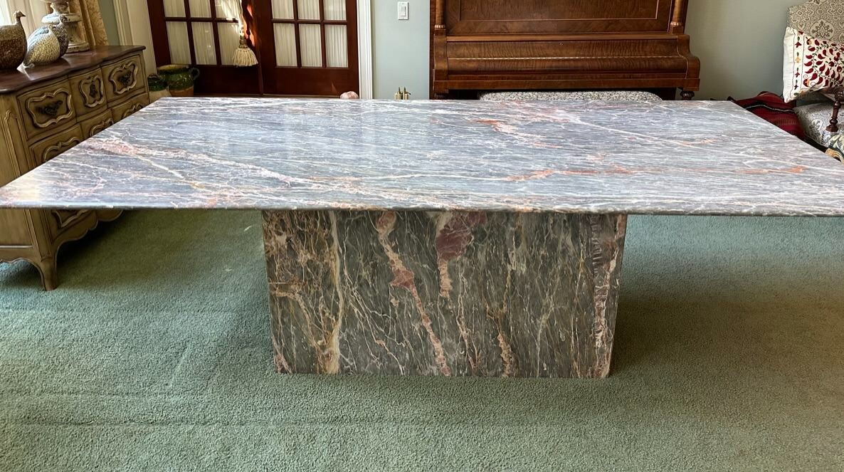 Modern Solid Marble Conference Room or Dining Room Table, Seats 6 12