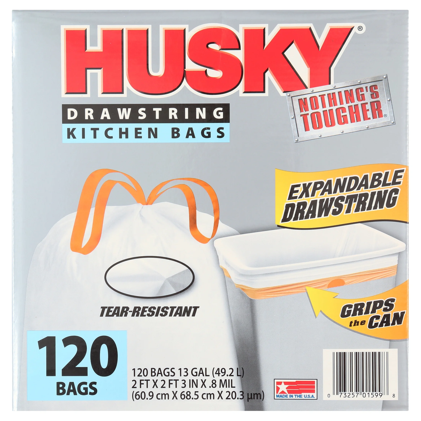 Tall Kitchen White Trash Bags, 13 Gallon, 120 Bags (Expandable Drawstring, 20 Pe