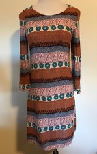 Entro Women’s Aztec Dress Lined Bell Sleeves Boho Festival Hippy Sz Small