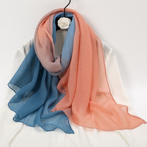 Women Linen Cotton Twill Multi Color Scarf Pleated Shawl Wrap Long Wide Scarves - Picture 8 of 12