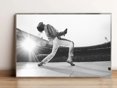 Freddie Mercury Print Live Aid 1985 at London's Wembley Stadium Vintage Poster