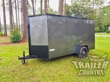 NEW 2025 6x12 6 x 12 V-Nosed Enclosed Black Out Cargo Motorcycle Trailer w/ Ramp