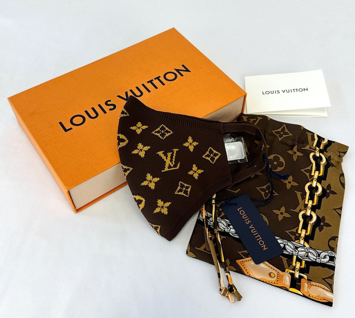 NEW LOUIS VUITTON Monogram Brown Knit Face Mask S00 M76747 | eBay