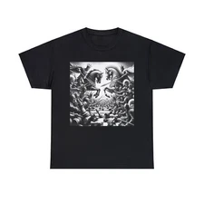 Unisex Adult T Shirt Royal Battle Chess Artwork Graphic Tee Strategic Game Board