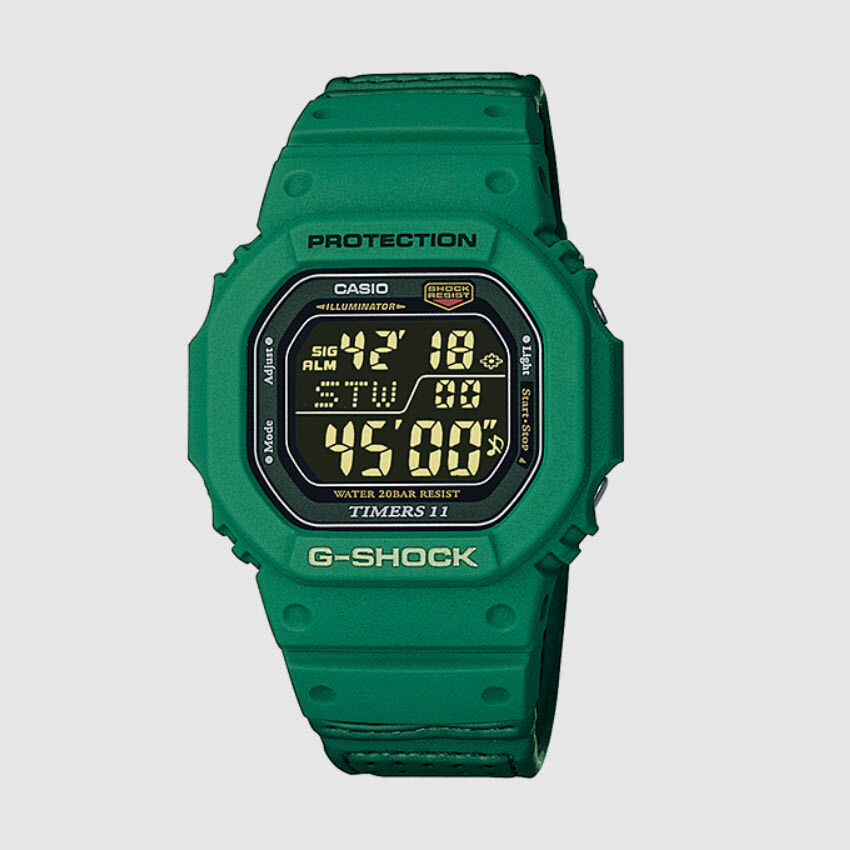 Casio G-Shock Black Dial Unisex Watch DW-56RTB-3 Green Resin Casio G-Shock Black Dial Unisex Watch DW-56RTB-3 Green Resin