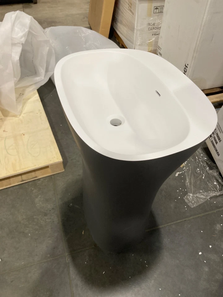 Falper D5J - GC Scoop Fregadero Independiente Gris / Ceramilux Blanco 34" Alto x 26" W Foto 3 de 4