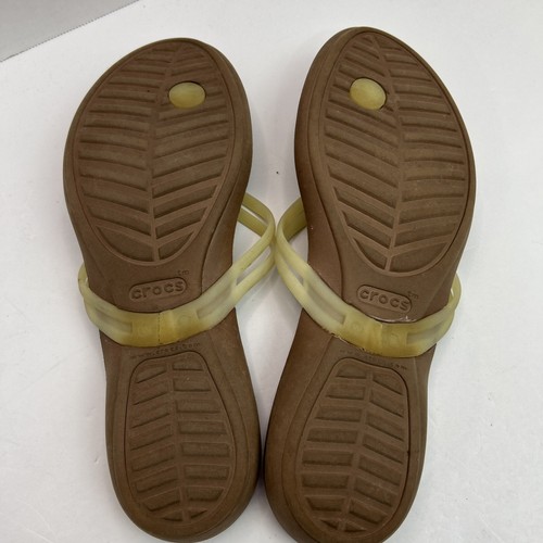 Crocs Comfort Thong Tan Brown Flip Flops Sandals Women's Sz 8 - Picture 6 of 8