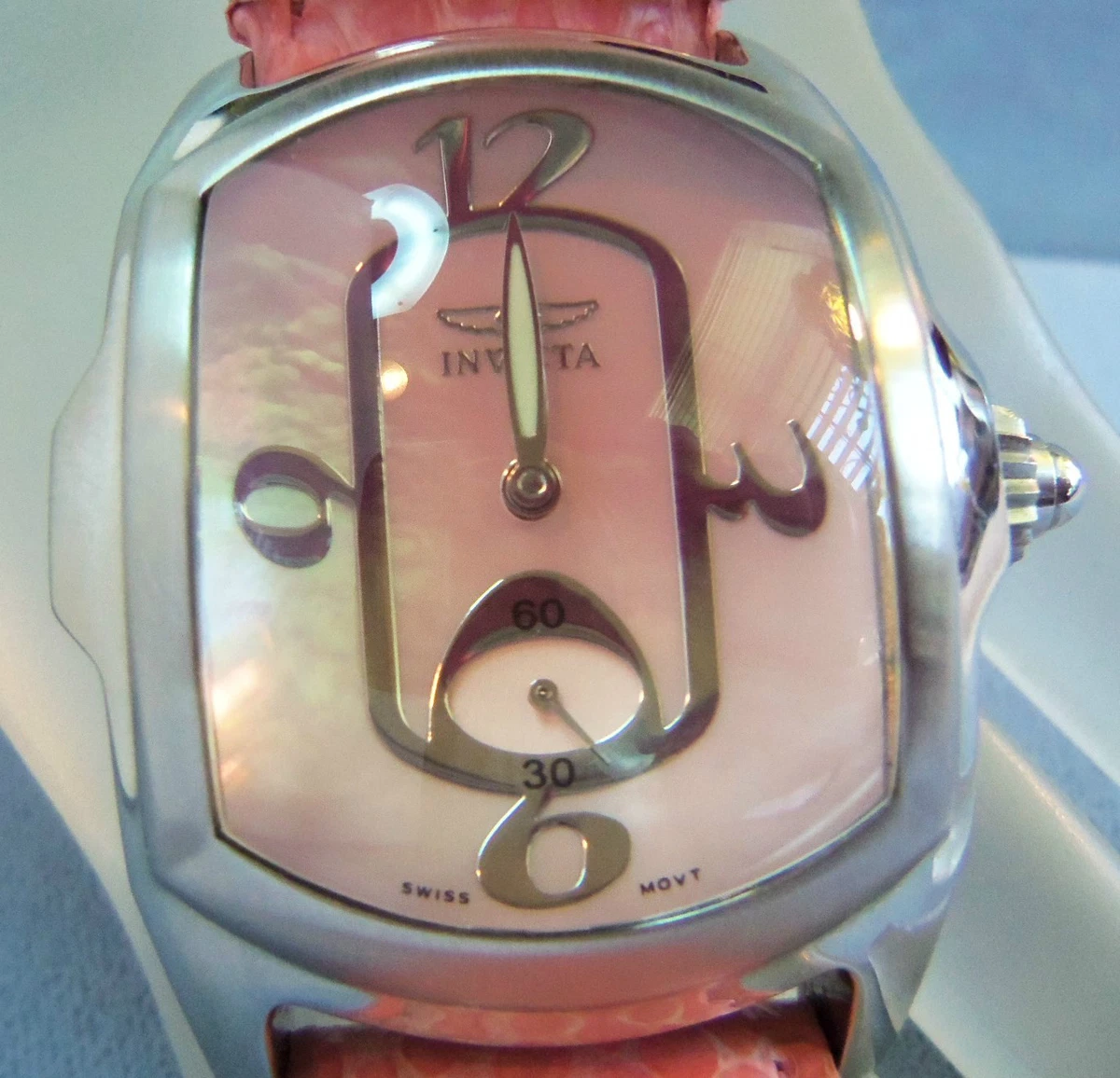 INVICTA LARGE PINK FACE COPPERHEAD SNAKE BAND WATCH SWISS
