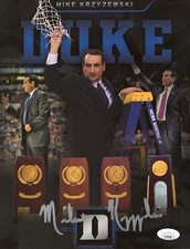 MIKE KRZYZEWSKI HAND SIGNED 8x11 COLOR PHOTO   AMAZING POSE    DUKE COACH    JSA