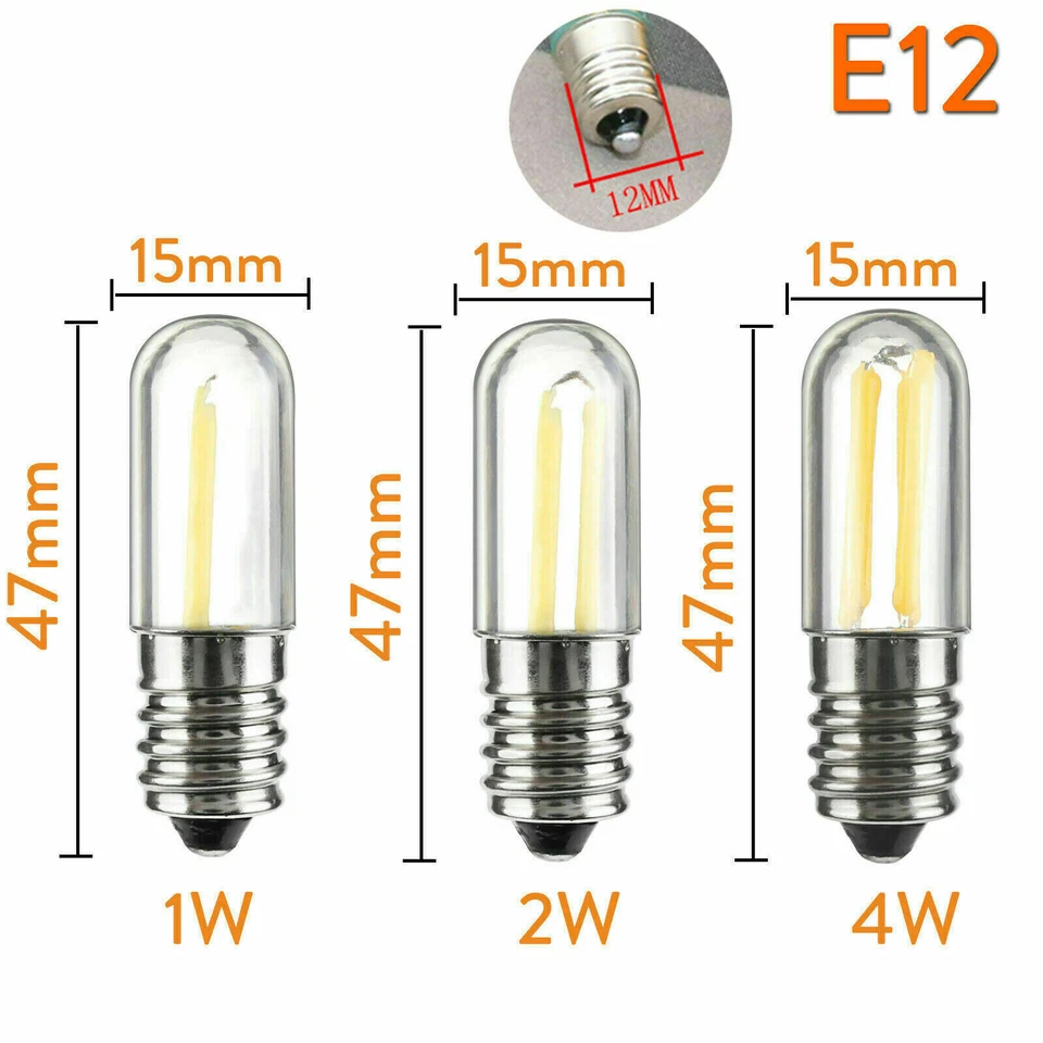 Mini Dimmable 4W 2W 1W E14 E12 LED Fridge Freezer Filament Light Lightweight - Image 3 of 4