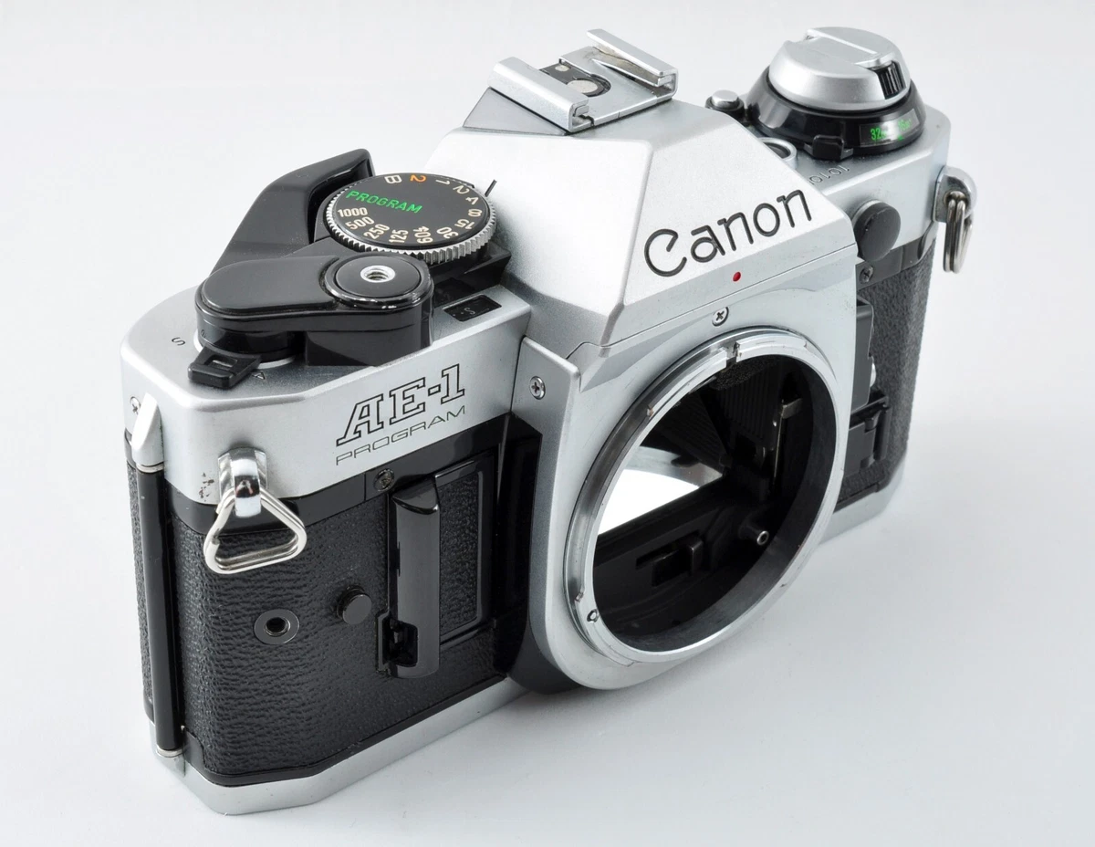 Canon AE-1 Programa Plateado [Casi COMO NUEVO] AE-1P 35mm Película SLR Cuerpo de Cámara Sin Chirridos