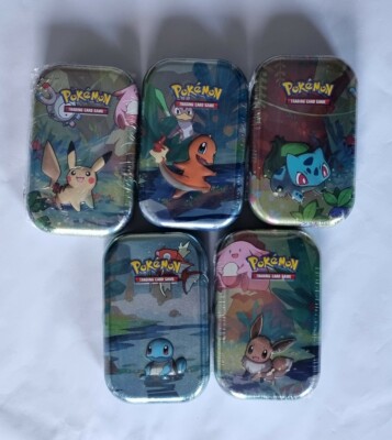 Pokemon TCG Kanto Friends Mini Tin Full Set 5 SEALED Pikachu Charmander Eevee