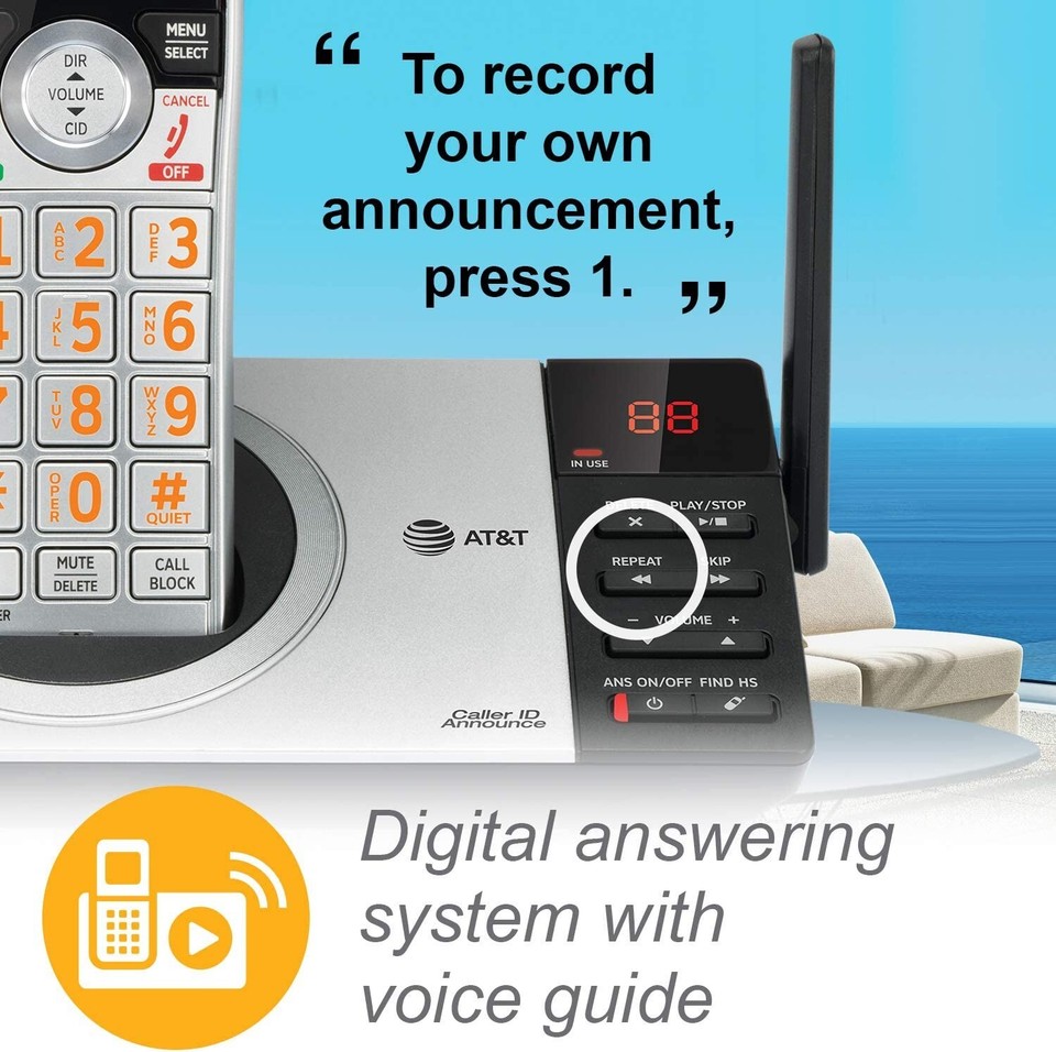 AT&T DECT 6.0 Expandable Cordless Phone with Answering System 1 Handset ...