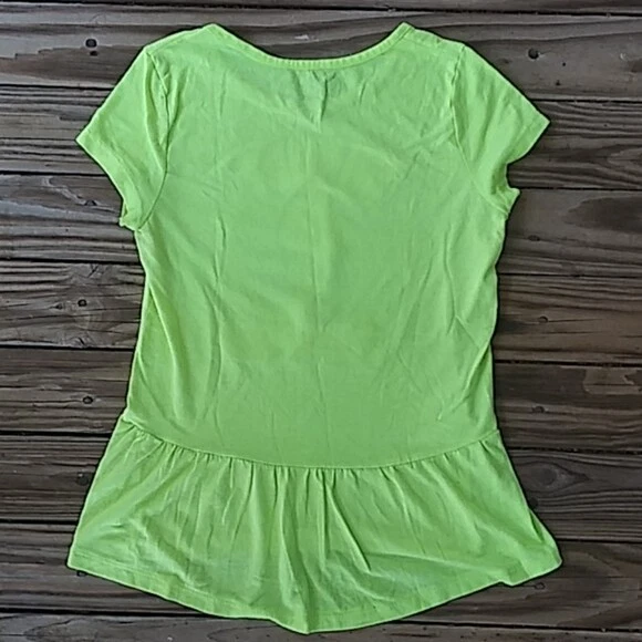 🌹Camiseta Hanes Girls Gráfica 'Sundae Fun Day' Volantes Espalda Verde Neón Talla L🌹 Foto 2 de 4