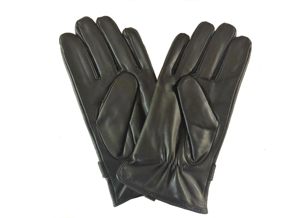 Luvas de inverno masculinas de couro macio GENUÍNO PELE DE CORDEIRO com forro de veludo - Imagem 2 de 4