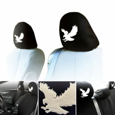 Car Truck SUV Seat Headrest Cover Embroidery Eagle Design New Uni Size Black 