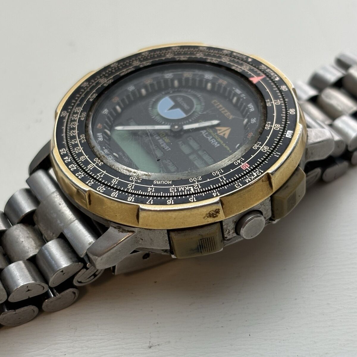 Broken Citizen Wingman Pilot Chronograph LCD 8945-087836 Cal Broken Citizen Wingman Pilot Chronograph LCD 8945-087836 Cal