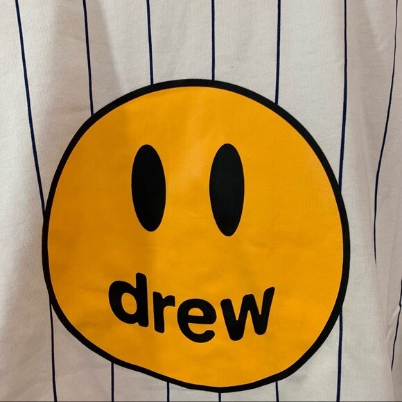 drew house *Authentic* Unisex mascot ss tee white with navy pinstripe S-XL