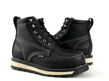 MENS WORK BOOTS MOC TOE GENIUNE LEATHER 6' HEIGHT WATER AND OIL RESISTANT BOTAS