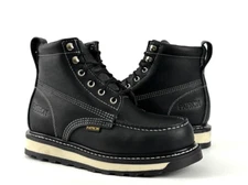 MENS WORK BOOTS MOC TOE GENIUNE LEATHER 6' HEIGHT WATER AND OIL RESISTANT BOTAS