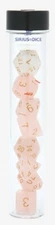 Sirius Dice Tube of 7 Polyhedral RPG w Bonus D20 Rose Quartz Hot Topic Exclusive