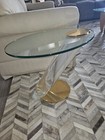 Vintage Lion In Frost Lucite And Brass Side/Cocktail Table