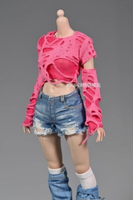 1:6 Skala weiblich Raglan Bottom T-Shirt rosa F 12  Ph Tbl Action Figur Körper