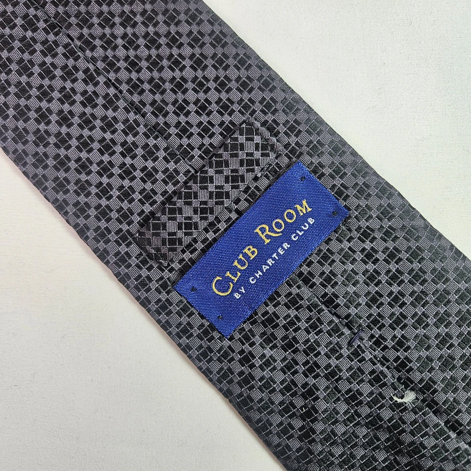 Corbata Club Room 100% Seda Hecha en EE. UU. Estampado Geométrico 4" x 58" Foto 4 de 4