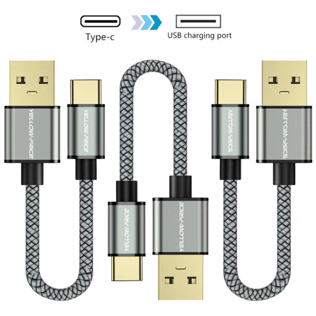 Short USB-C Cable Braided Fast Charging Cord for Galaxy S22/S21 Note8 Note20 LG