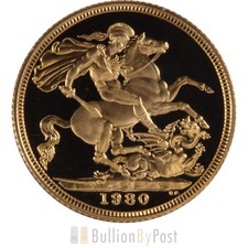 1980 Proof Gold Sovereign Coin Elizabeth II Decimal Head