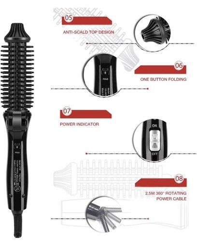 Cooliss AT08 Hair Curler, Brush Kit with Folding Style for Travel.Black - Picture 8 of 10