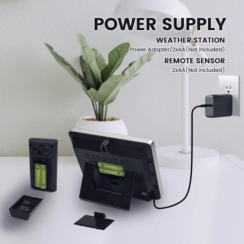 5.9" LCD Weather Station Wireless Indoor Outdoor Rain Gauge Solar Forecast Alarm - Picture 8 of 9