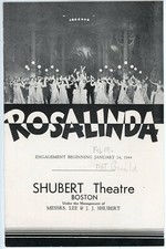 ROSALINDA – JOHANN STRAUSS OPERA – SHUBERT THEATRE BOSTON – RARE 1944 PLAYBILL