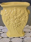 McCoy - 1950s - Yellow Pottery Vase w/Chrysanthemum Floral Flowers