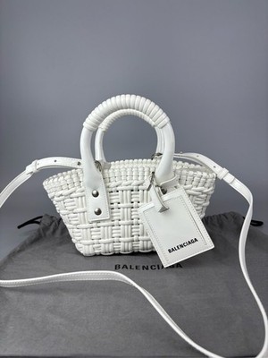 Balenciaga Bistro Weaving vegetable baskets handbag shoulder bag white supermini