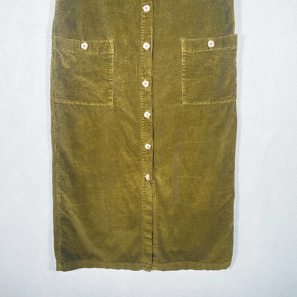 Vestido de pana vintage para mujer L dorado marrón abotonado sin mangas Maxi y2k Cottage Foto 2 de 4