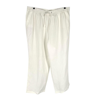 Jones NY Studio Linen Blend Pants Womens Size 20W White Ivory Elastic Waist
