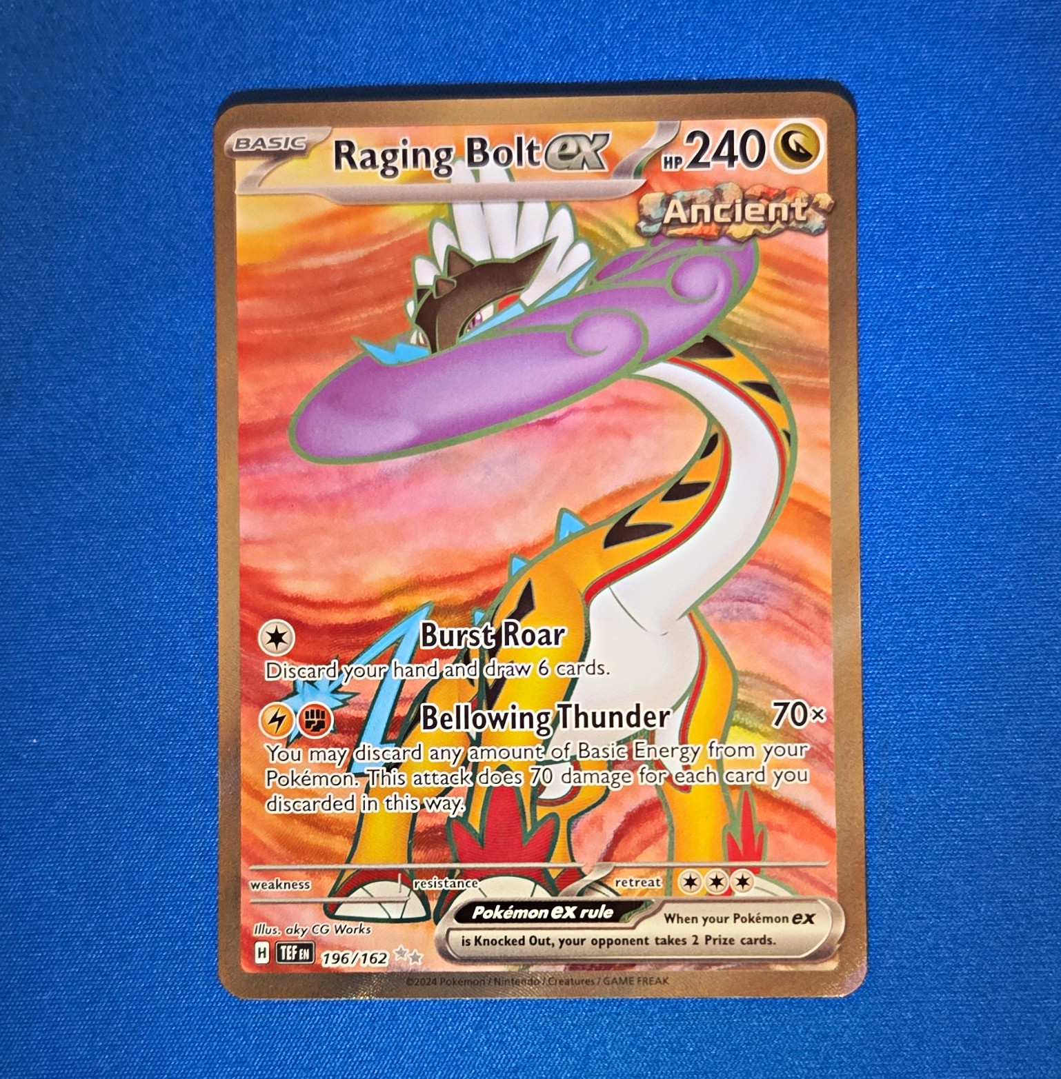 Pokemon TCG Raging Bolt ex 196/162 SV05 Temporal Forces Full Art Holo Ultra Rare