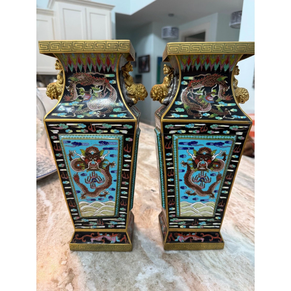 亚洲古董景泰蓝龙在中国古董花瓶| eBay
